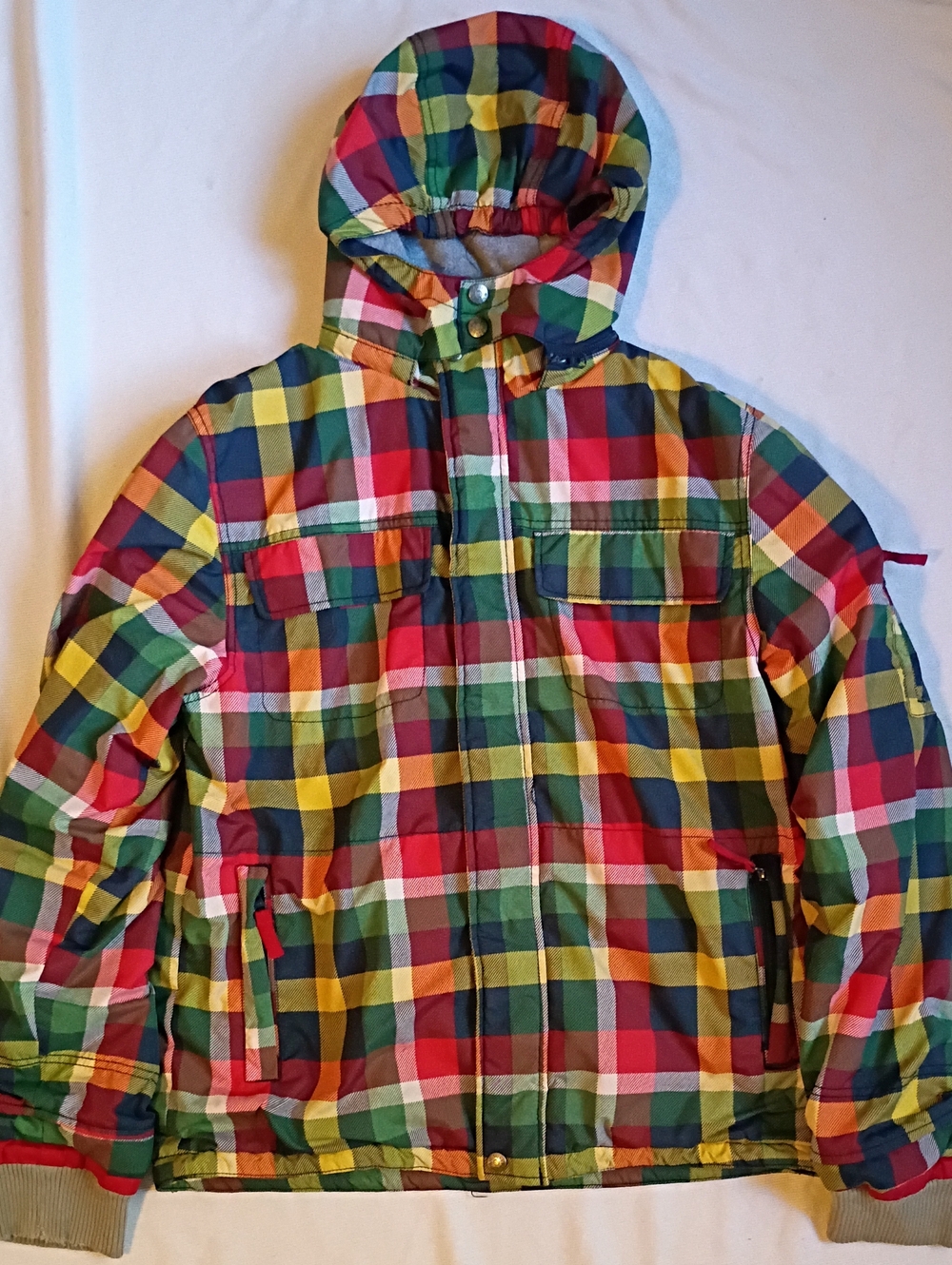 Mini Boden Kids Multi-Color Plaid Hooded Jacket